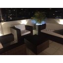 Ver imagem 4 de Conjunto de sofá 2L 160cm + 2 Poltronas 1m/cada + mesa de centro 60x60 - Fibra sintética e alumínio