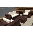 Ver imagem 2 de Conjunto de sofá 2L 160cm + 2 Poltronas 1m/cada + mesa de centro 60x60 - Fibra sintética e alumínio