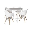Ver imagem 6 de Mesa Jantar Industrial Quadrada 90Cm Branca Base V Ferro Branco Com 4 Poltronas Brancas Cor: Branco