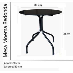 Jogo Mesa Redonda para Restaurante Comércio com 4 Cadeiras Iso Preta Base Preta Ecomhome - 10