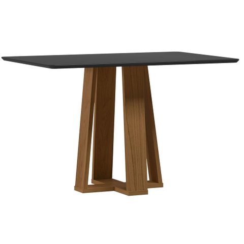 Mesa de Jantar Rubi 120x80 cm com Vidro Cinamomo Preto - New Ceval