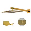 Ver imagem 1 de Ducha Chuveiro Slim Dourado 20x20 Quadrado Suporte Parede Banho Piscina Banheiro Area Externa
