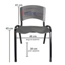 Ver imagem 3 de Cadeira Iso Plástica Empilhavel Fixa Para Escritório Escola Igreja Salão Cinza