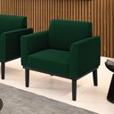 Ver imagem 2 de Poltrona para Sala Base Madeira Preto Marisa Bouclê Verde D03 - D’Rossi