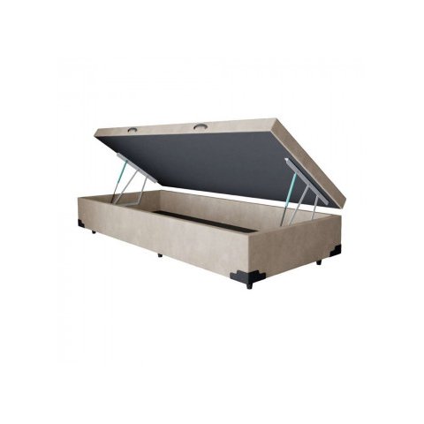 Box Baú Solteiro Sp Móveis Suede Bege - 39x88x188