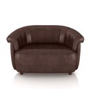 Ver imagem 2 de Sofá Namoradeira Decorativa Latvia 150cm Pés de Madeira Pu Marrom Manchado G45 - Gran Belo