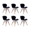 Ver imagem 1 de Kit 06 Cadeiras Estofada Jantar Charles Eames Eiffel Slim Wood Confort Preto