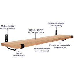 Kit Jogo 4 Prateleiras De Livros MDP Preto/jade 60cm X 15c - 6