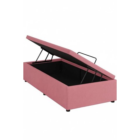 Box Baú Solteirão Blindado na Chapa de Madeira - Suede Rosa (96x203x42)