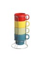 Ver imagem 3 de Xícara para Chá de Porcelana Colorida com Suporte - 200ml (4 Peças)
