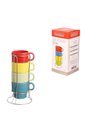 Ver imagem 2 de Xícara para Chá de Porcelana Colorida com Suporte - 200ml (4 Peças)