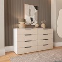 Ver imagem 1 de Cômoda Madri com 8 Gavetas 150x84cm Creme/Branco 250697