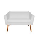 Ver imagem 1 de Namoradeira Decorativa Agatha Couro Branco 2 Lugares Pés Madeira Mz Decor