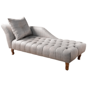 Divã Chesterfield Anna Recamier 160cm Via Encanto Bege Lado Esquerdo
