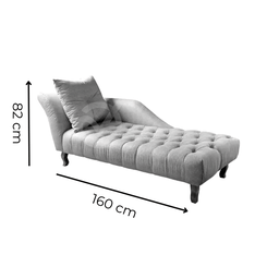 Divã Chesterfield Anna Recamier 160cm Via Encanto Bege Lado Esquerdo - 3