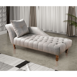 Divã Chesterfield Anna Recamier 160cm Via Encanto Bege Lado Esquerdo - 2