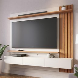 Home Suspenso Juriti 1.8 Ripado para Tv até 65” Off White Matte/freijó - Colibri - 2