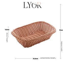 Cesta Retangular De Rattan Plástico 24Cm X 17Cm X 7Cm - Lyor - 6