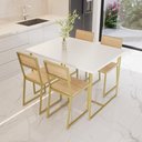 Ver imagem 1 de Conjunto Mesa de Jantar Retangular Branca 4 Cadeiras Pinus Riviera Industrial Dourado Don Castro Dec