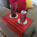Ver imagem 2 de Kit 2Un Esteira Braço Sofá Vermelha C/Porta Copo de Alumínio