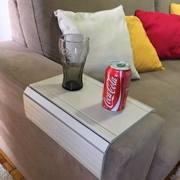 Kit 2Un Esteiras Bandeja Reta Flexivel para Braço Sofá Branca - 2
