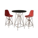 Ver imagem 1 de Jogo Mesa Bistrô Eames Preta 60Cm 2 Banquetas Vermelha Base Ferro Cobre - Cor: Preto