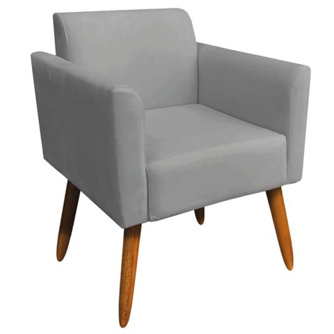 Poltrona Decorativa Isabella Pés Palito Madeira Suede Grafite - Gran Belo