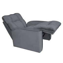 Poltrona do Papai Reclinável Confortável Manual Comfort Veludo Cinza - Montanaris Decor - 2