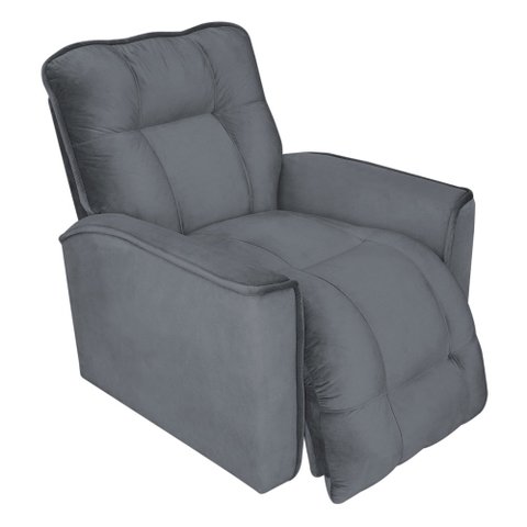 Poltrona do Papai Reclinável Confortável Manual Comfort Veludo Cinza - Montanaris Decor