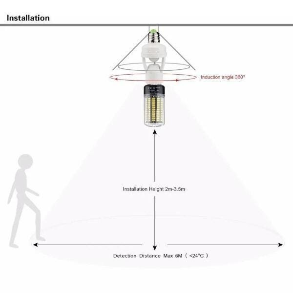 Sensor Luz Infravermelho de Movimento Adaptável Soquete E27 - 6