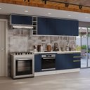 Ver imagem 1 de Armário de Cozinha Completa 3 Gavetas 100% Mdf 300cm Branco/azul Profundo Celeste Kappesberg