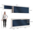 Ver imagem 6 de Armário de Cozinha Completa 3 Gavetas 100% Mdf 300cm Branco/azul Profundo Celeste Kappesberg