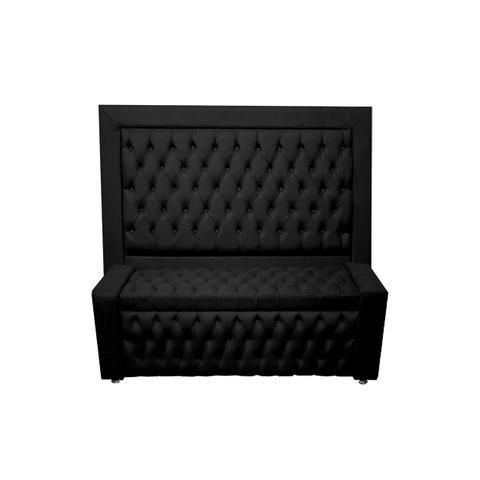 Kit Cabeceira de Cama Box e Calçadeira Baú Retro Capitonê Botão Encapados King 195 Cm Suede Preto El
