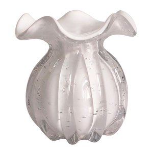 Vaso de Vidro Branco Murano 10cm X 10cm X 11cm Btc Decor