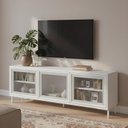 Ver imagem 1 de Rack para TV até 55 Polegadas 3 Portas de Vidro 2 Prateleiras Refresh Branco - BRV Móveis