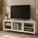 Ver imagem 5 de Rack para TV até 55 Polegadas 3 Portas de Vidro 2 Prateleiras Refresh Branco - BRV Móveis