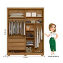 Ver imagem 2 de Guarda Roupa Califórnia 176cm 4 Portas Freijó Off White Moval