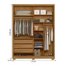 Ver imagem 5 de Guarda Roupa Califórnia 176cm 4 Portas Freijó Off White Moval