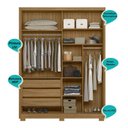 Ver imagem 4 de Guarda Roupa Califórnia 176cm 4 Portas Freijó Off White Moval