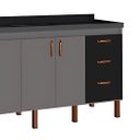 Ver imagem 4 de Armário Cozinha Pia Gabinete 174 cm com 4 Portas e 3 Gavetas:Cinza/Preto