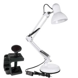 Luminária Garra+Base Mesa Articulável Leitura Desenho Branca - 1
