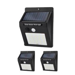 Luminária Solar Parede 25 LEDs 3 Unidades Externa - 1