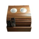 Ver imagem 1 de Bandeja Esteira Porta Copo Em Alumínio Controle Madeira Sofá