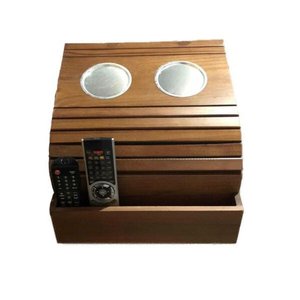 Bandeja Esteira Porta Copo Em Alumínio Controle Madeira Sofá