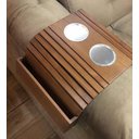 Ver imagem 4 de Bandeja Esteira Porta Copo Em Alumínio Controle Madeira Sofá