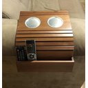 Ver imagem 5 de Bandeja Esteira Porta Copo Em Alumínio Controle Madeira Sofá