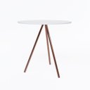 Ver imagem 2 de Mesa Lateral Gabriela Tampo Madeira Branco Pés Cobre