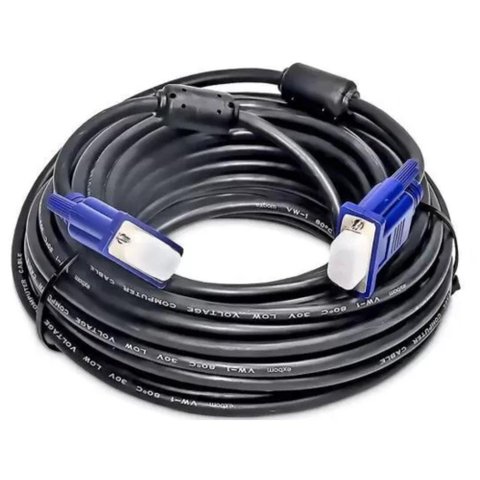 Cabo Para Monitor e Projetor VGA DB15 Com Filtro 5 Metros Preto