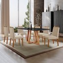 Ver imagem 2 de Conjunto Sala de Jantar Mesa Florença 180x90cm Preto com 6 Cadeiras Dallas Linho Bege