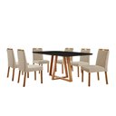Ver imagem 1 de Conjunto Sala de Jantar Mesa Florença 180x90cm Preto com 6 Cadeiras Dallas Linho Bege